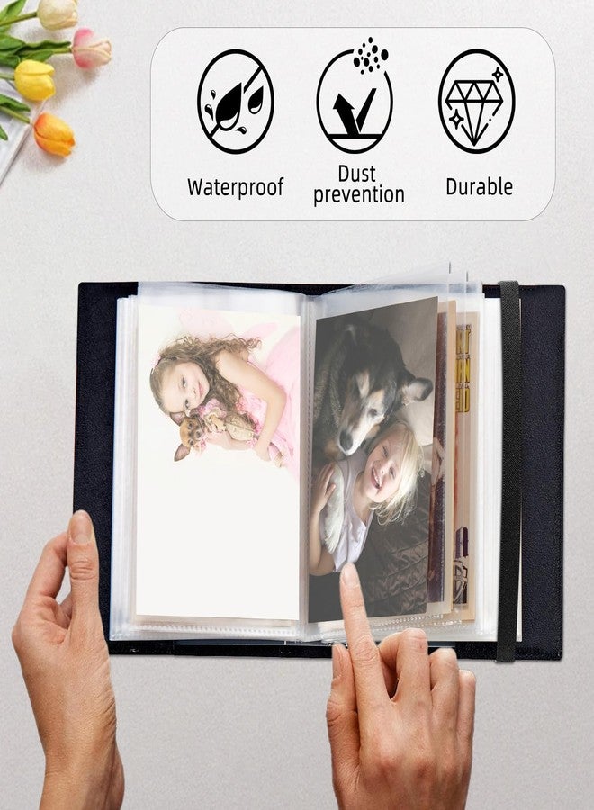 Tudguiloae Photo Album 4x6 60 Pockets Photos, PU Leather Cover Portable Small Photo Albums with Elastic Band, Family Wedding Anniversary Baby Memory Pictures Book, Cow Print - Image 2